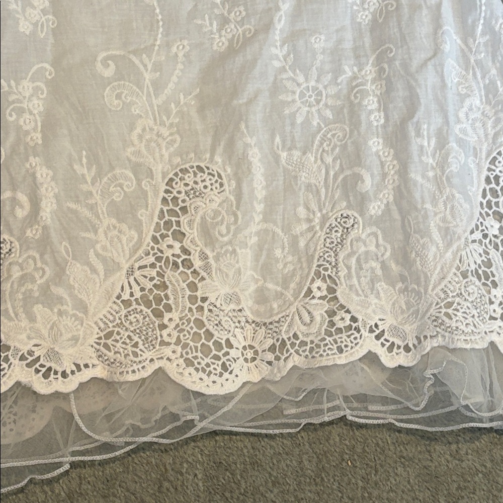 Bohemian cottage Core Cotton embroidered net lined shirt S - Picture 7 of 10